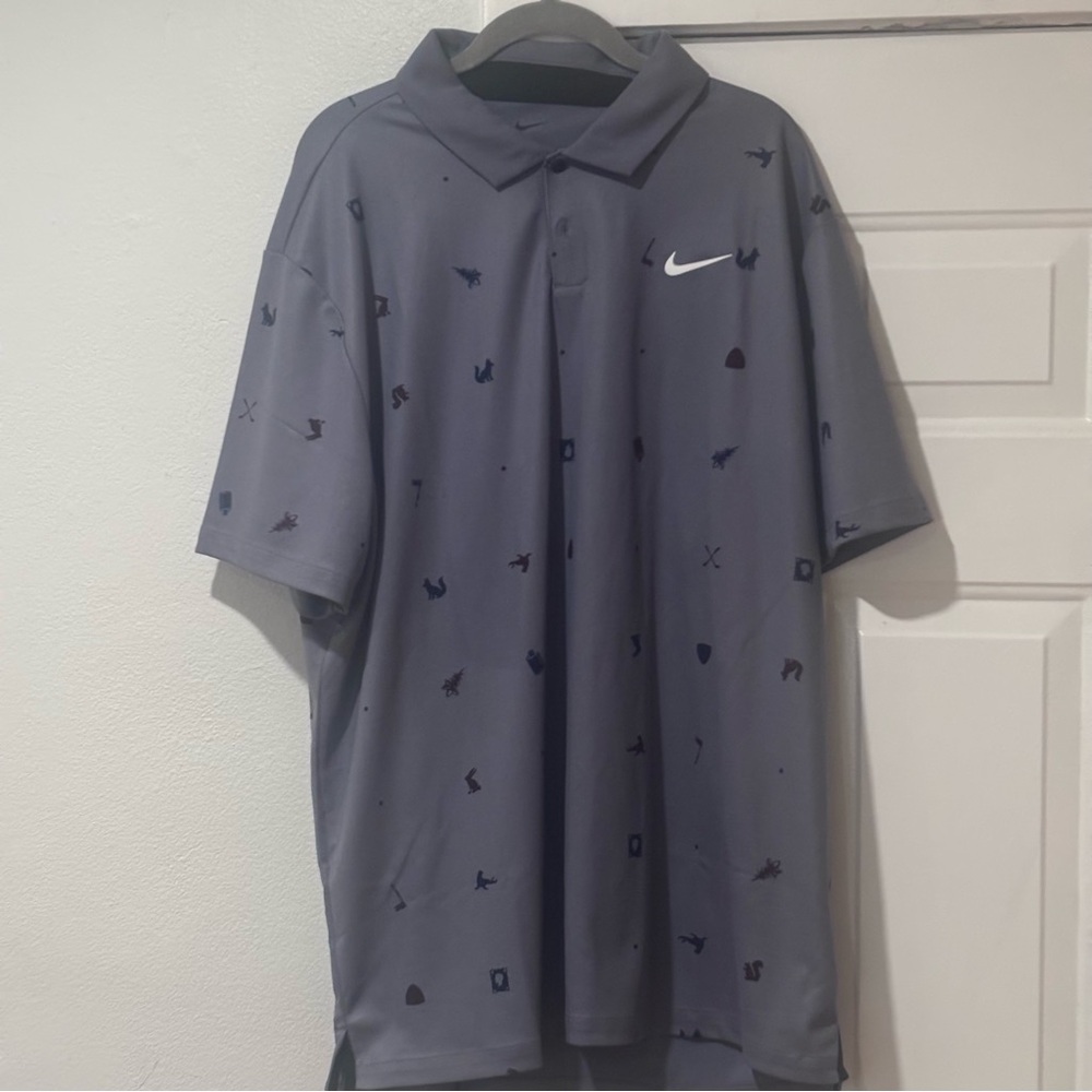 Nike Men’s Dri-FIT Tour Icon All Over Print Golf Polo Grey Size XL FQ0426-003
